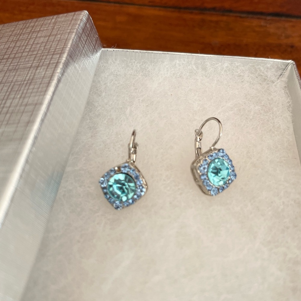 Aquamarine/silver costume earrings
